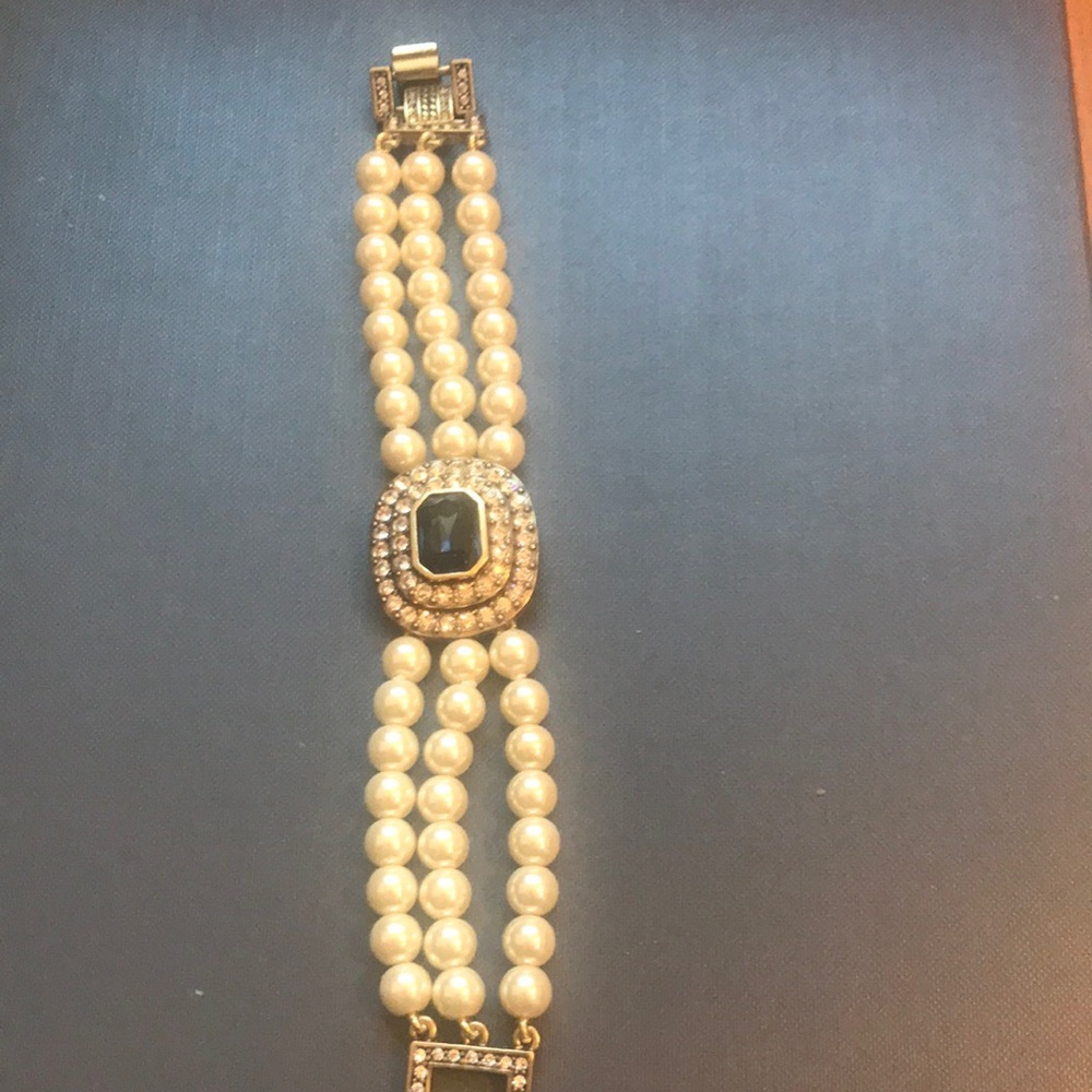 Heidi Daus triple strand pearl and jewel bracelet